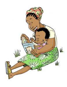 mom reading with baby